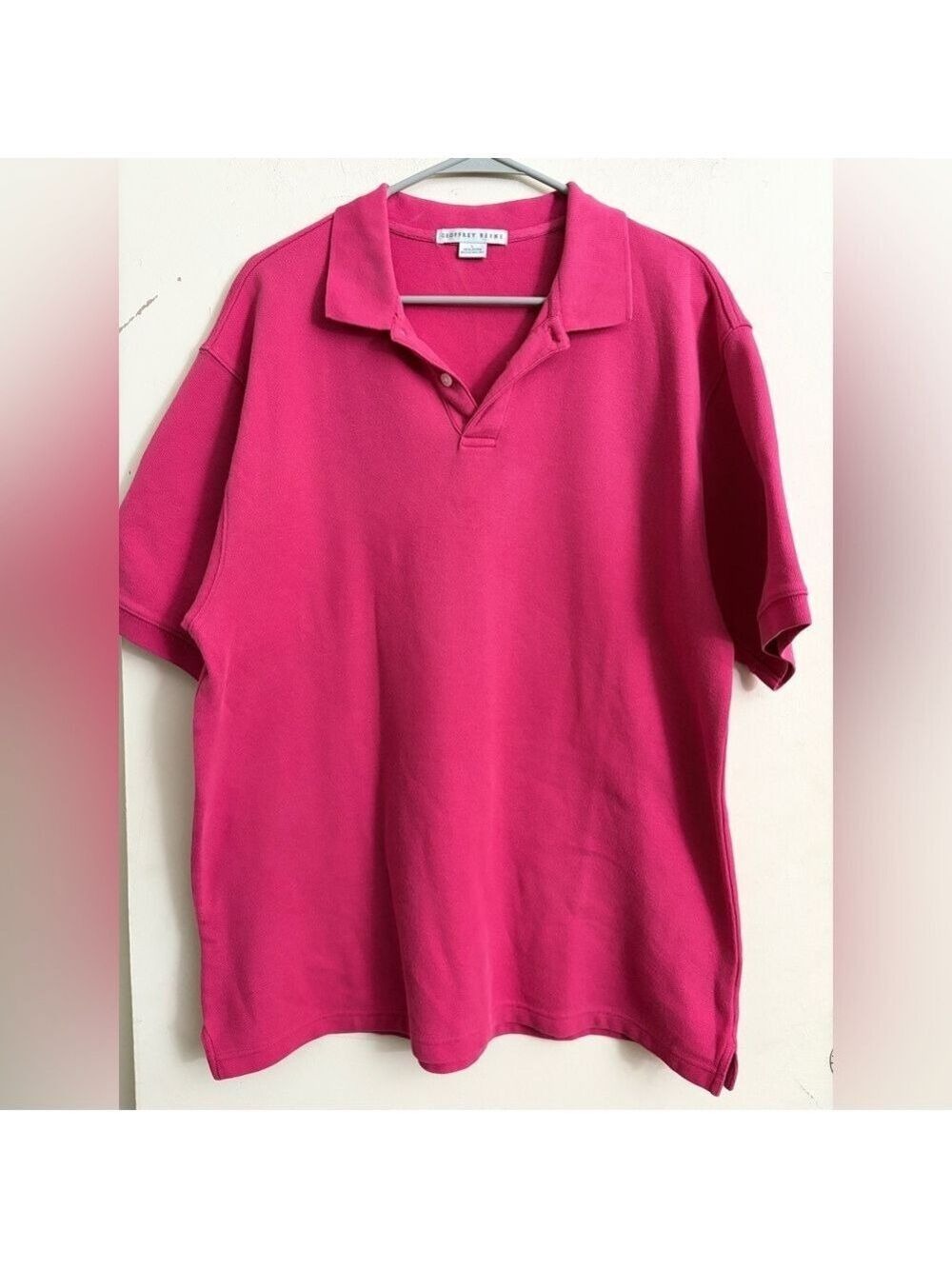 Geoffrey Beene Mens Pink Cotton Polo Shirt Size L